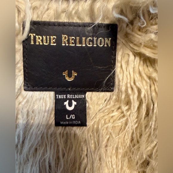 True Religion Brown and Cream Leather Jacket - Picture 12 of 14